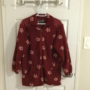 Vintage Fen.nelli SPORT long floral fleece jacket in Red and  white - Size 7/ 8